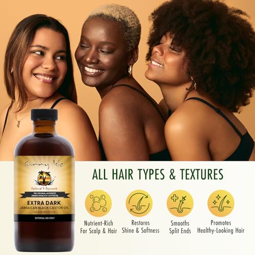 Sunny Isle Extra Dark Jamaican Black Castor Oil 8oz | Hair, Scalp, Skin | Richer Thicker Moisturizing Oil for Hair Growth, Dry Scalp, Damaged Hair Repair, Edges, Eyebrows, Eyelashes, Unscented