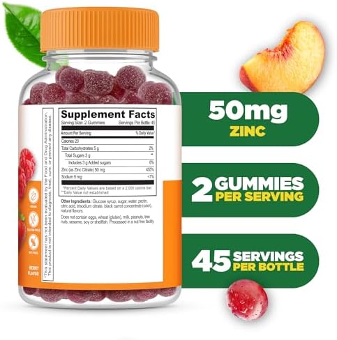 Lifeable Zinc Gummies for Women and Men, Maximum Strength 50 mg, 90 Ct