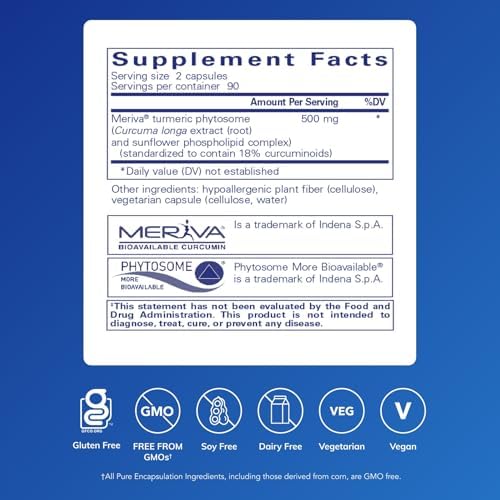 Pure Encapsulations CurcumaSorb 180's - Meriva Curcumin Phytosome - Supports Joint Health* - Gluten Free & Non-GMO - 180 Capsules | Curcumin