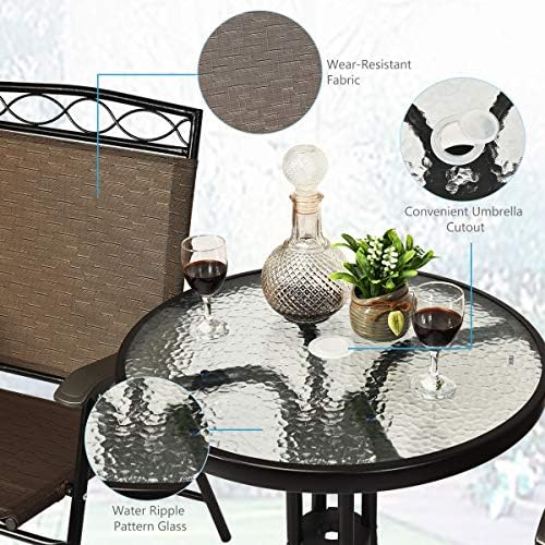 S AFSTAR 3-Piece Bistro Set, Patio Furniture Set for Outdoor Poolside Balcony Garden Yard, 28" H Outdoor Round Table and 2-Pack Folding Chairs
