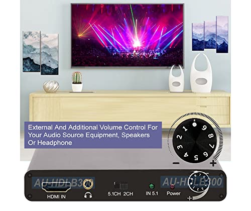 4K HDMI to 5.1 Digital Analog Audio Decoder + EDID Switch 24-Bit 192Khz DAC