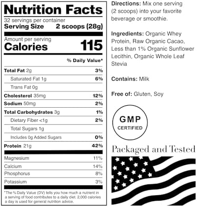 NorCal Organic Grass-Fed Whey Protein, USDA Certified, Unflavored, 2 lb