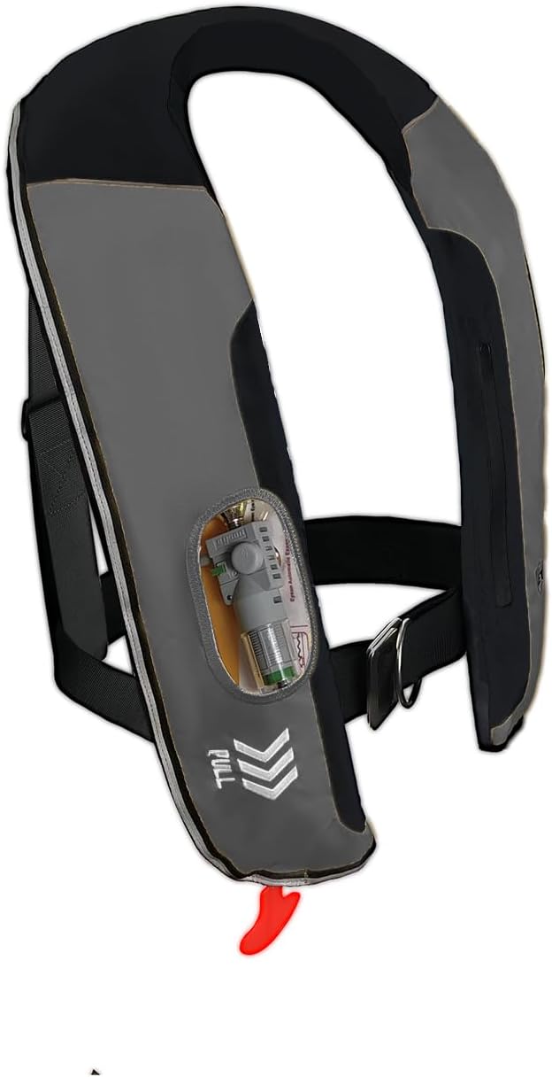 Eyson Unisex Adult Automatic Inflatable Life Jacket Vest with Zippered Pocket (Grey)