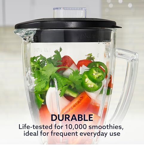 Oster Pro 1200 Smoothie Blender with Glass Jar & 24oz To-Go Cup, Countertop Kitchen Blender with 7 Speeds, 1200W Power, Brushed Nickel