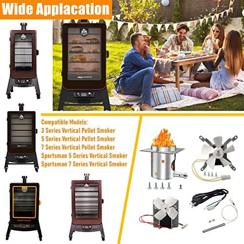 Upgrade Replacement Parts Kit for Pit Boss 3/4/5/7 Series Vertical Pellet Grill Smoker, Include Auger Motor 2.0 RPM, Induction Fan