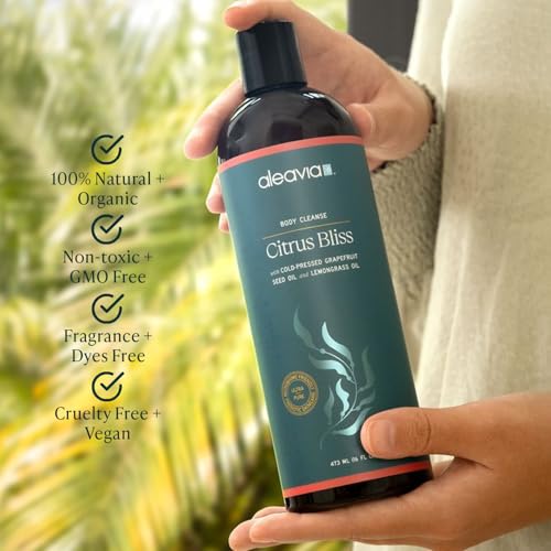 Aleavia Body Cleanse – Organic & All-Natural Prebiotic Body Wash – Fragrance-free and Sulfate-Free Enzymatic Body Cleanser – 16 Oz.