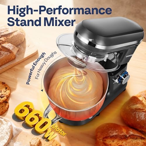 VIVOHOME Stand Mixer, 6-Quart Tilt-Head Kitchen Mixer with Bowl, Gray