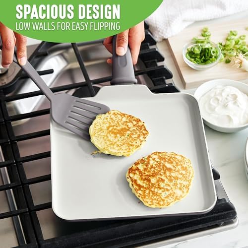 GreenLife Soft Grip Diamond Healthy Ceramic Nonstick 11" Griddle Pan, PFAS-Free, Dishwasher Safe, Black