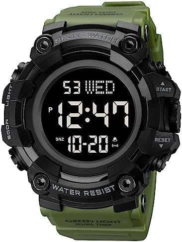 FANMIS Men's Digital 50M Waterproof Electronic Sport Watch Rubber Band Army Military 24H Time LED Light 164FT Water Resistant Calendar Date Day Watches