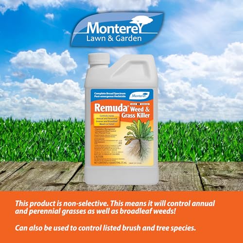 Monterey Remuda Grass and Weed Killer Bundled with Measuring Spoon - Broad Spectrum Non-Selective Post-Emergent Herbicide Concentrate for Vegetation