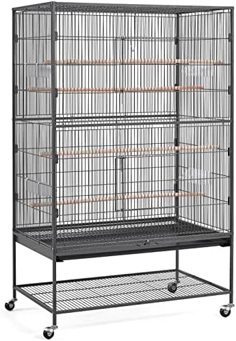 Topeakmart Wrought Iron Large Flight Parrot Bird Cage with Rolling Stand for Multiple Parakeets Conure Cockatiel Cage
