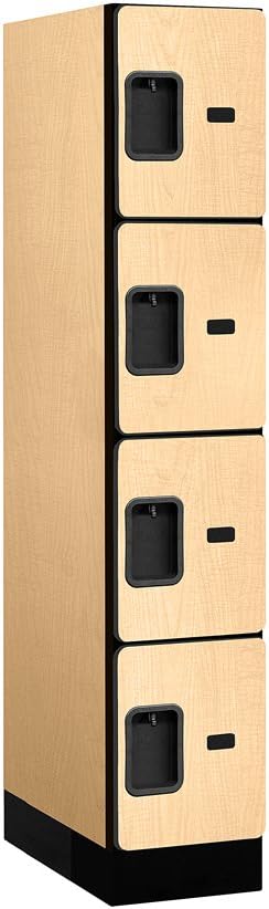 Salsbury Industries Four Tier Designer Wood Locker, Mahogany, 6' 3" x 18"