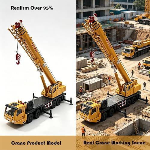 eMart Alloy Die-cast Model Toy Engineering Heavy Crane Truck Vehicle Car Simulation Miniature 1:55 Kids Gift