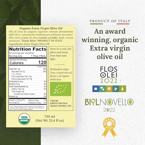 Frantoi Cutrera Primo Cold Extracted Italian Extra Virgin Olive Oil Cold Pressed, Polyphenol Rich Olive Oil, Authentic Certified DOP Sicilian EVOO Imported From Italy, 25.4 fl oz (Pack of 1)