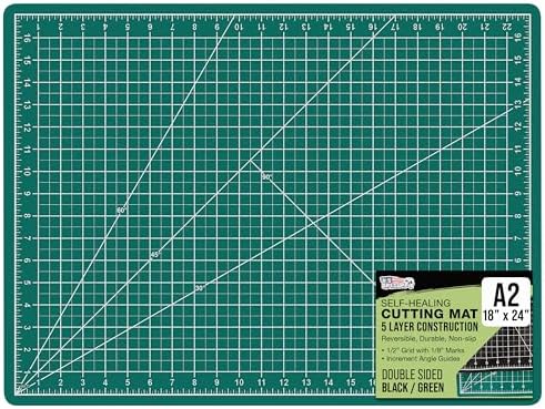 U.S. Art Supply 18" x 24" Self-Healing Cutting Mat 5-Ply - Double-Sided Green/Black Craft Mat, Non-Slip Cutting Mats for Crafts, Sewing, Quilting, Scrapbooking | Double-Sided Green/Black Craft Mat, Non-Slip Cutting Mats for Crafts, Sewing, Quilting, Scra…