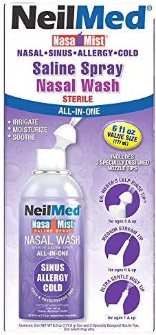 NeilMed NasaMist All in One Multi Purpose Saline Spray, 6.3 Fl Oz