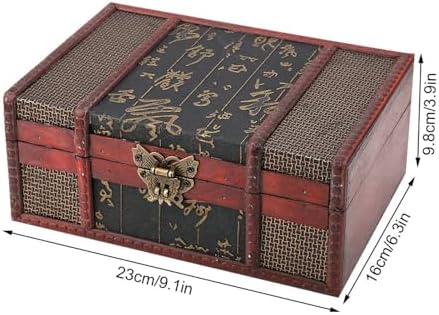 9.1x6.3x3.9 in Vintage Box Treasure Wooden Box Jewelry Boxes | Chinese Vintage Box for Storing Books Bibles Documents Jewelry