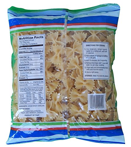 Trader Joe's Authentic Imported Italian Farfalle Bow Tie Pasta, 1-Lb Bag (Pack of 3)