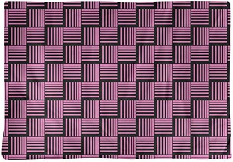 Dana Strider Black Contrast Basketweave Stripes Table Placemat, 18 x 14, Pink
