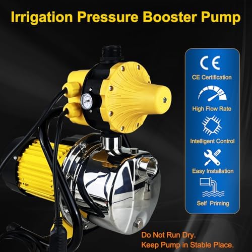 1HP House Water Pressure Booster Pump for Pool, 110V Garden Water Transfer Pump with Control Switch for Yard Sprinkler