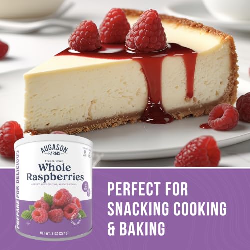 Augason Farms Freeze-Dried Whole Raspberries Can | Emergency Food Supply, 23 Servings, 30 Year Shelf Life, Great for Cooking, Baking, and Snacks