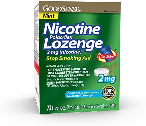 GoodSense Nicotine Polacrilex Lozenge 2 mg (Nicotine), Mint Flavor, Stop Smoking Aid; Quit Smoking with Nicotine Lozenge, 72 Count
