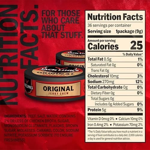 Jack Link's Teriyaki Beef Jerky Chew - (36 Pack) 0.32 oz Tins - Ready to Eat Protein Snacks - 4g Protein per Serving - Made with 100% Real Beef