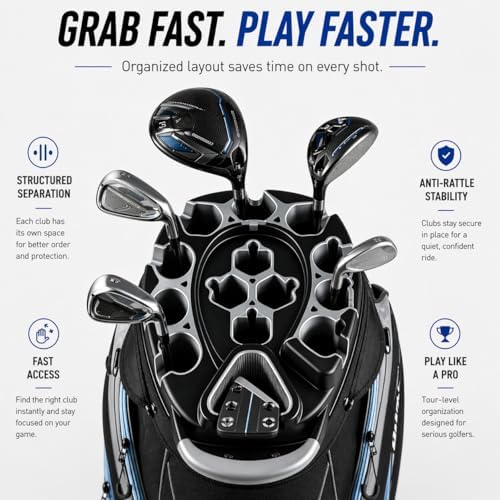14-Way Golf Cart Bag, Professional Organizer Cart Bag with Anti-Rattle Top