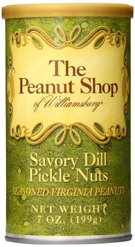 The Peanut Shop of Williamsburg Dill Pickle Flavored Peanuts, Extra Large Virginia Nuts, Gluten-Free - 9 Oz Tin