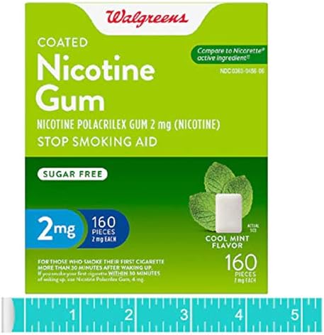 Walgreens Coated Nicotine Gum 2mg, Mint 160 ea
