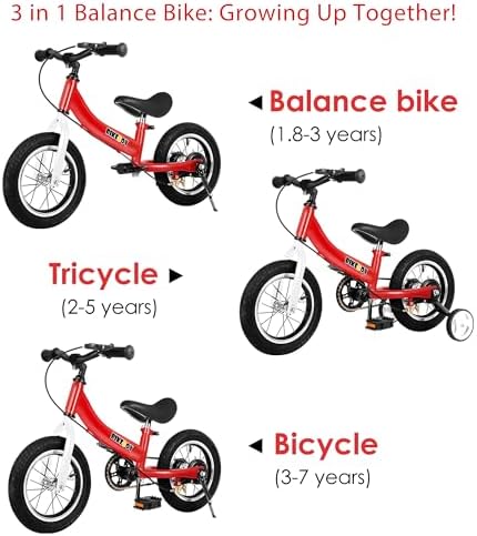 Balance Bike 2 in 1,The Dual Use of a Kids Balance Bike and Toddler Bike, for 2 3 4 5 6 7 Years Old -12 14 16 Inches with Training Theory, Brake, Pedal