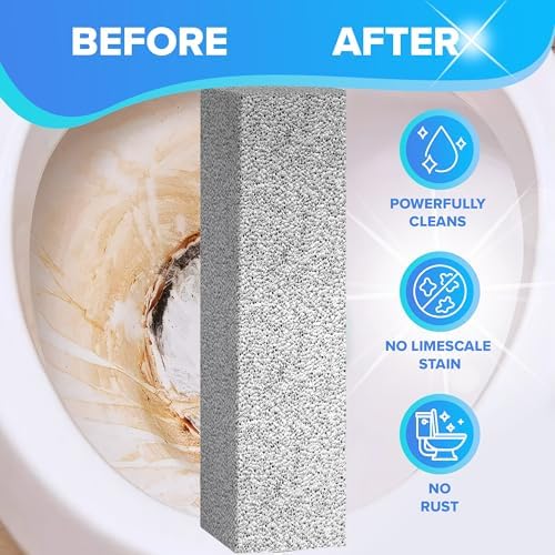 DISIWENE Pumice Cleaning Stone with Handle Toilet Bowl Cleaner Hard Water Ring Remover for Bath/Pool/Kitchen/Household Cleaning (4, 4 Pack with Handle)