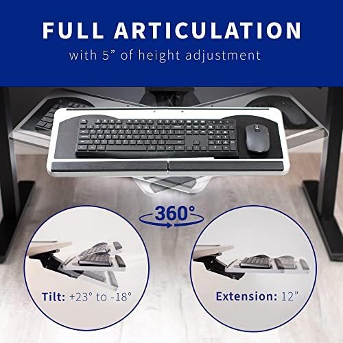 VIVO Adjustable Computer Keyboard and Mouse Platform Tray, Ergonomic Under Table Desk Mount Drawer