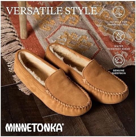 Minnetonka Men's Sheepskin Softsole Moccasin Slipper