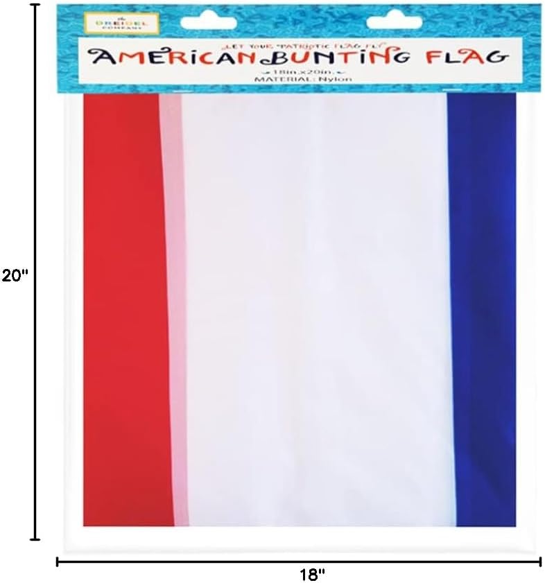 2-Pack Large Patriotic USA Flag Bunting Decorations 4th of July Memorial Day Large Red, White & Blue - 18" x 20 Feet. (2-Pack)