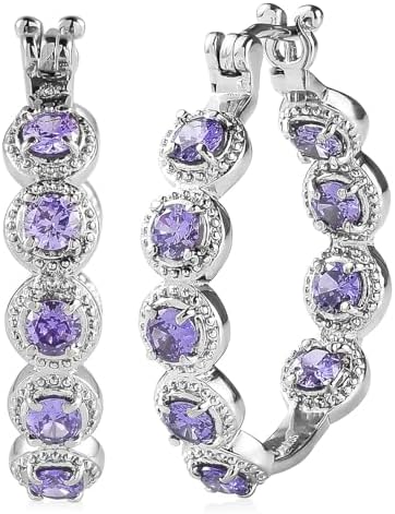 Purple Cubic ZirconiaEarrings in Stainless Steel