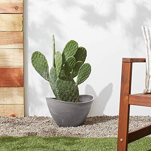 Arcadia Garden Products PSW Pot Collection YB41C Plastic/Stone/Wood Composite Curved Planter Pot – No Drainage Hole (Drillable), for Indoor and Outdoor Plants and Gardens, 16-inch, Chocolate