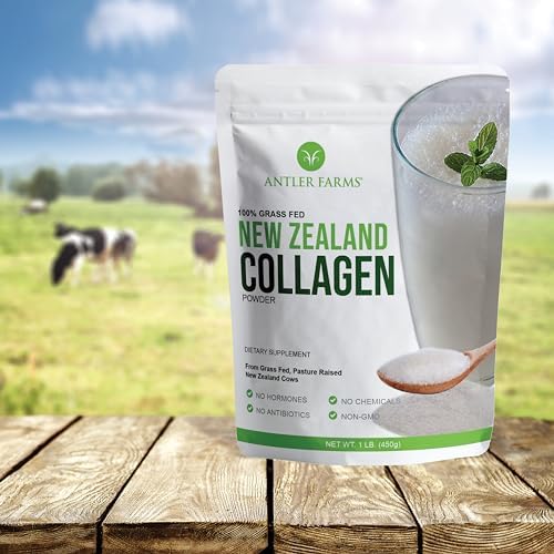 Antler Farms New Zealand Collagen Powder - Grass Fed, Unflavored, 1 lb | 100% Pure Hydrolyzed Collagen Peptides Powder, Cold Water Soluble Peptide