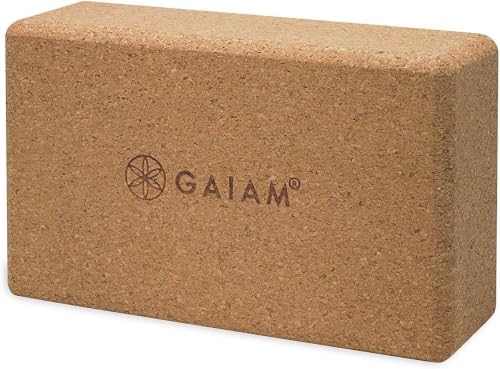 Gaiam Natural Cork Yoga Block, Non-Slip Brick for Pilates & Balance | 100% natural cork with non-slip grip & rounded edges. Eco-friendly foam alternative for yoga, Pilates, balance & meditation.
