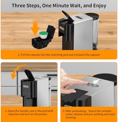 KOTLIE 19Bar Pressure Single Serve Coffee Maker, Multifunctional 5in1 Coffee Machine for NES* Original/Dolce Gusto/K cup/Ground Coffee/illy 44mm ESE