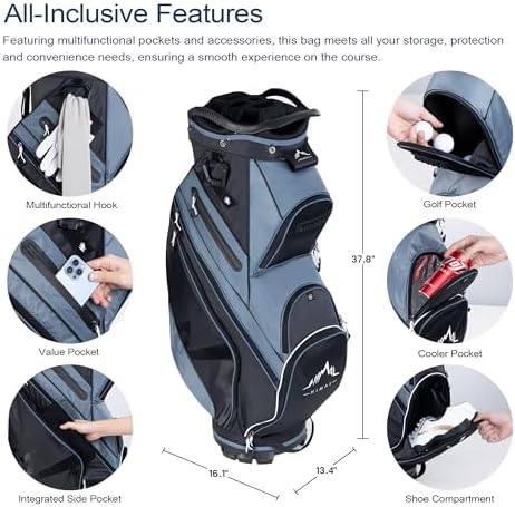 14-Way Golf Cart Bag with Organizer Divider | Full-Length Dividers, Rain Cover Included, Easy-Carry Handles, Club Organization, Cart Compatible