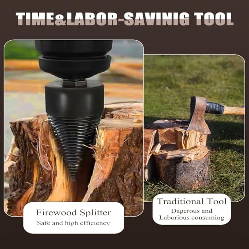 6 Pcs Wood Splitting Drill Bit Set Includes 38mm/45mm Dual Sizes + 4 Adapters, Compatible with Rotary Hammer/Impact Drill/Cordless Drill
