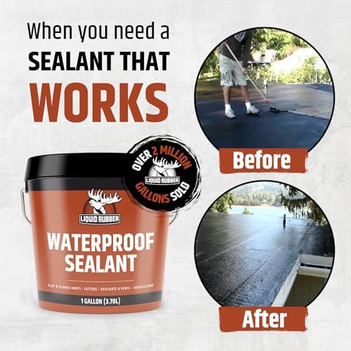 Liquid Rubber Waterproof Sealant - Roof & Gutter Coating, Black, 1 Quart | DIY Leak Repair Coating, Flexible Elastomeric Waterproofing Membrane for Flat & Low-Slope Roofs, Gutters, Concrete, Plywood