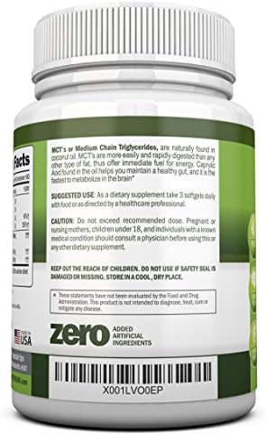 NutriONN MCT Oil - 3000mg Per Serving - 180 Softgels - Made from 100% Organic Coconuts - Non GMO, Cold Pressed