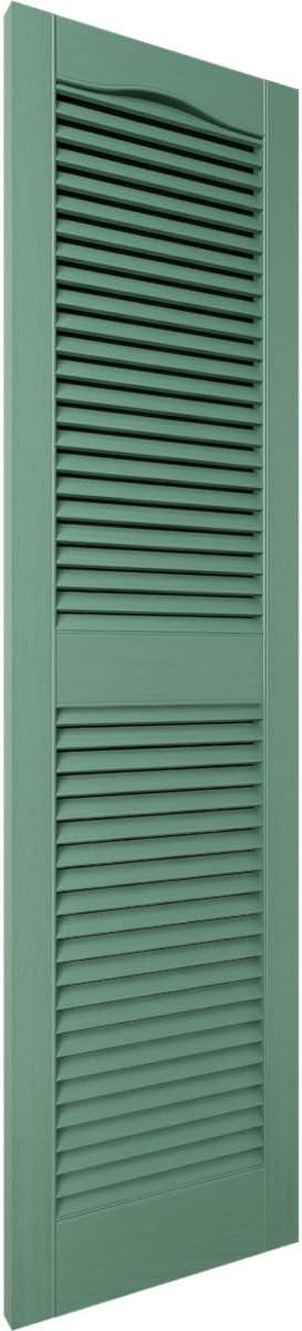 Ekena Millwork Lifetime Vinyl LL1S12X03600BL Standard Cathedral Top Center Mullion, Open Louver Vinyl Shutters, w/Installation Shutter-Lok's & Matching Screws (Per Pair), 12"W x 36"H, Black
