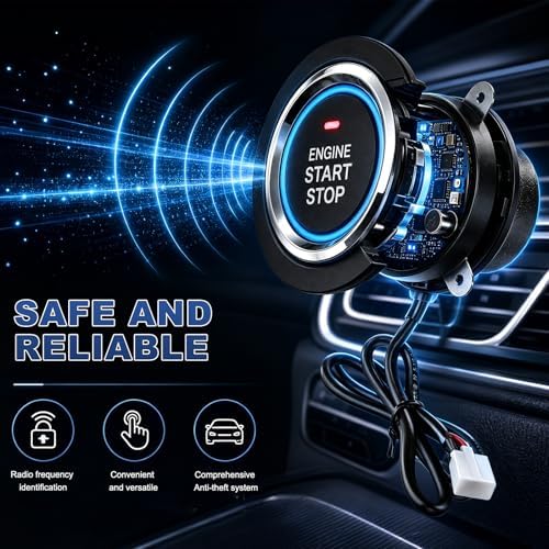 Car Push Engine Start Button Kit, Anti-Thief RFID Push to Start Ignition Kit Installation Assembly
