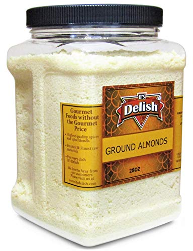 Gourmet Ground Almond Powder (Pure Kosher Meal) by Its Delish – 28 Oz Jumbo Reusable Container – Great Tasting Flour Substitute – All Natural
