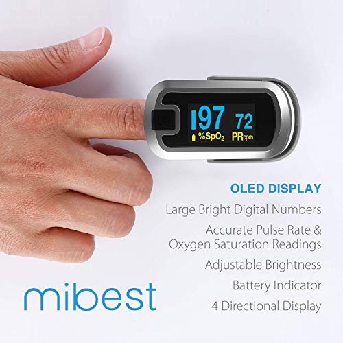 OLED Finger Pulse Oximeter, O2 Meter, Dual Color White/Silver