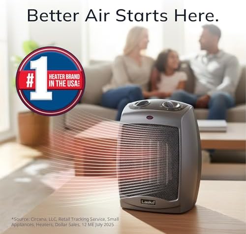 Lasko Portable Indoor Ceramic Space Heater - 9” - 754201 - Dark Gray