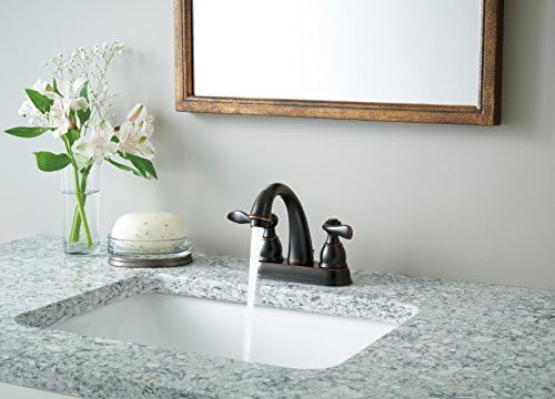 Delta Windemere Centerset Oil Rubbed Bronze Bathroom Faucet, 4 Inch 3 Hole Bathroom Sink Faucet for Vanity, Metal Push-Pop Drain Assembly